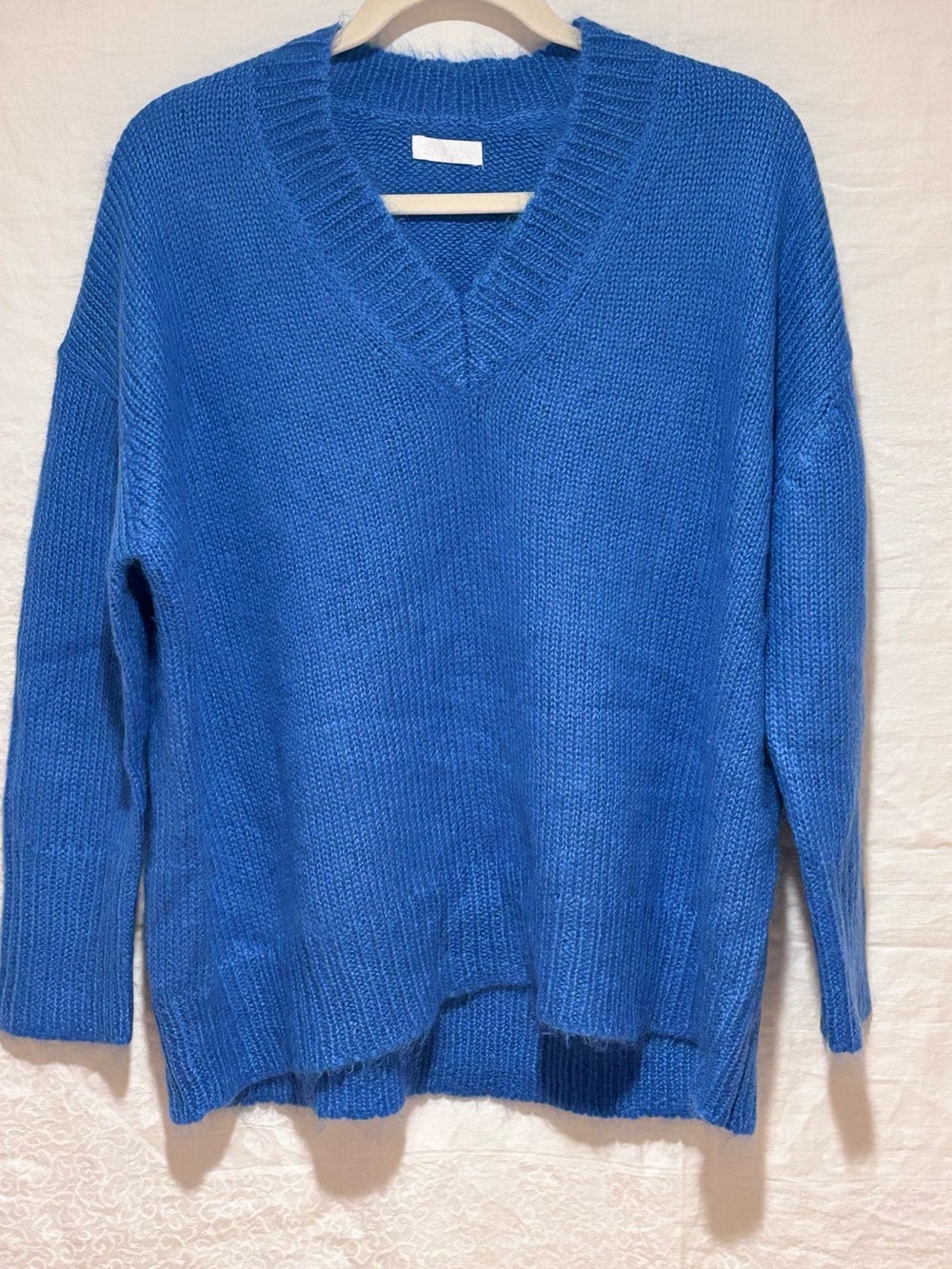 Sablyn Alva Blue Mohair Wool Blend V-Neck Sweater Size Small
